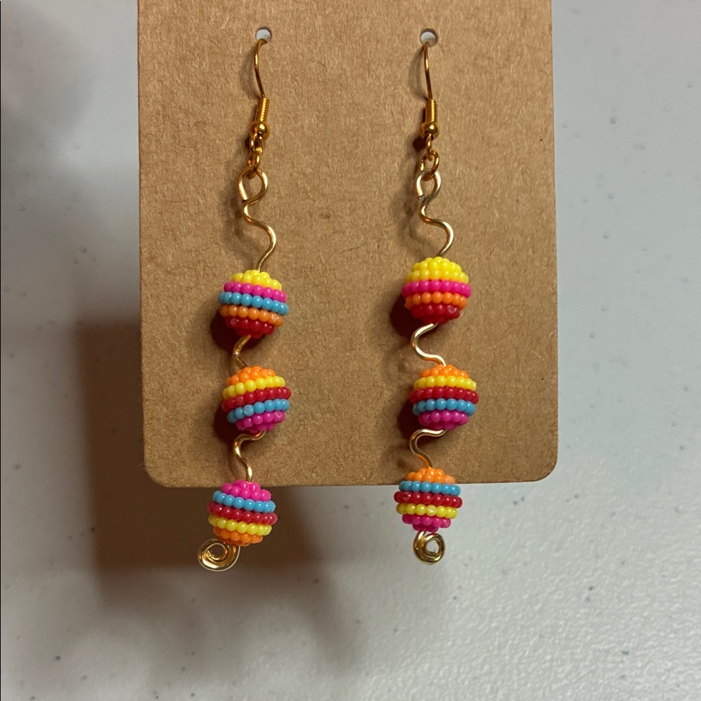 Colorful Beaded Dangle Earrings